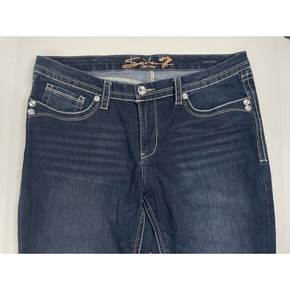 Seven7 Womens Jeans 36 x 30 14 Rocker Slim Flare Bold Stitch Rhinestone Glamrock - Picture 5 of 15